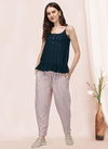 Navy Blue And White MESMORA MF Trendy Look Khadi Cotton Western Top With Bottom Heavy Collection 1117
